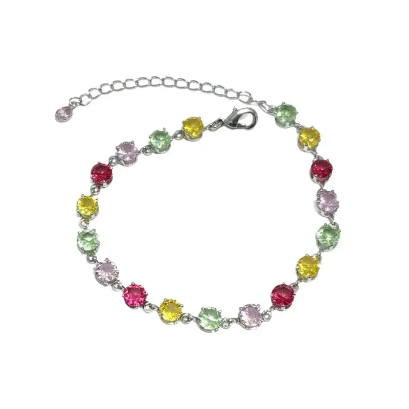 Funkelnde Bunte Kristallarmbänder für Frauen, Koreanische Zirkon-Metallkette, Partyschmuck, Valentinstagsgeschenk – Detail 6