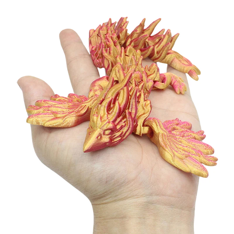 Фигурка антистресс Fire-bird-Flexible Rexi с костями, 3D печатные шарнирные фигурки для СДВГ, аутизма, снятия стресса и тревоги