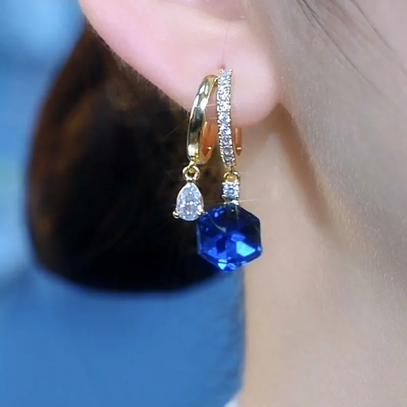 Trendy Geometric Square Crystal Zircon Dangle Earrings for Women Exquisite Wedding Party Earrings Jewelry Birthday Gifts 2024