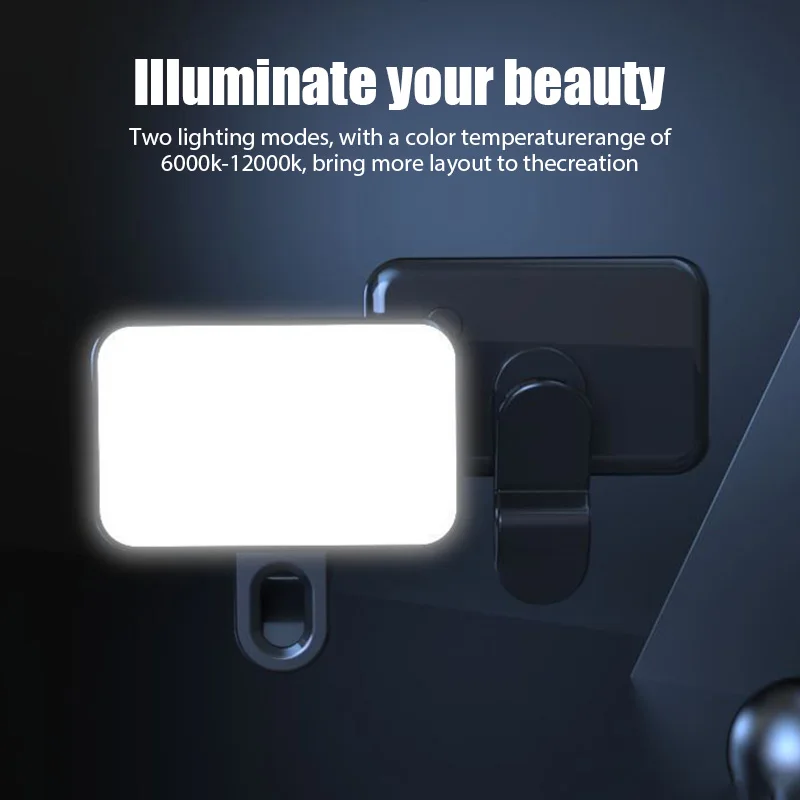 Portable Mini Selfie Fill Light Rechargeable 3 Modes Adjustable Brightness Clip On For Mobile Phone Computer Tablet Fill Light