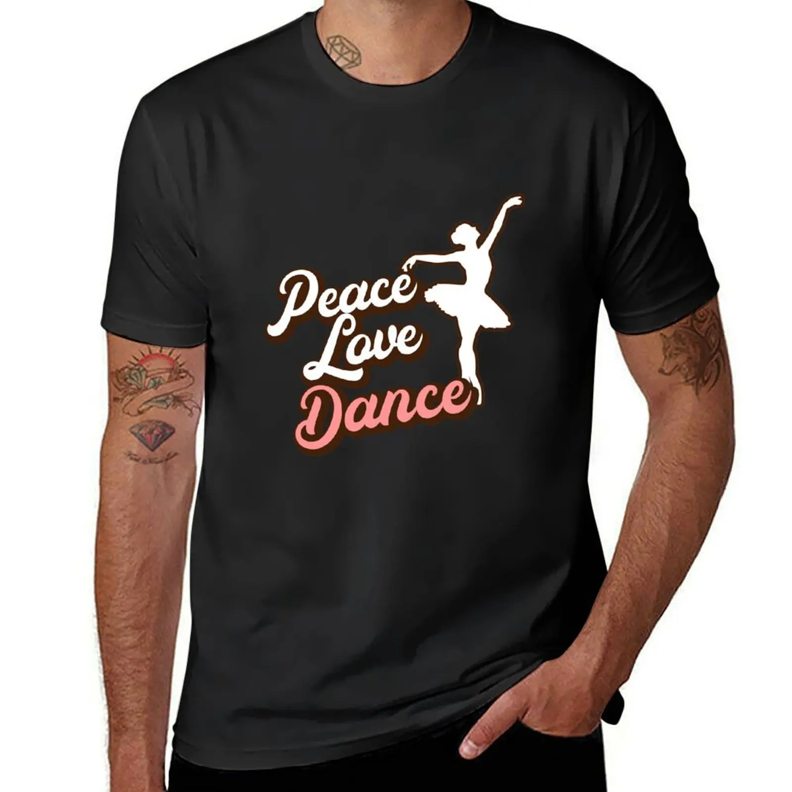 

Peace Love Dance. T-Shirt vintage summer top plain t shirts men