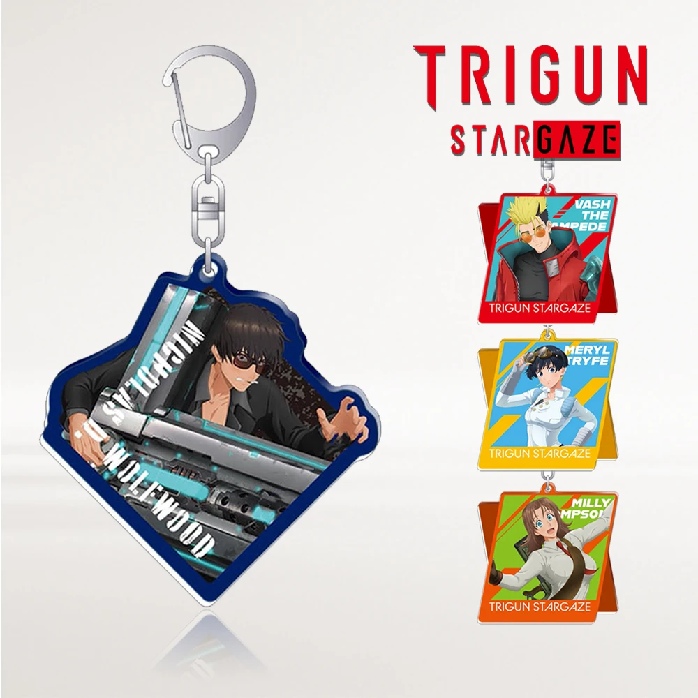 Anime Trigun Stampede Keychain Acrylic Figure Vash The Stampede Nicholas D. Wolfwood Meryl Milly Keyring Bag Pendant Gift
