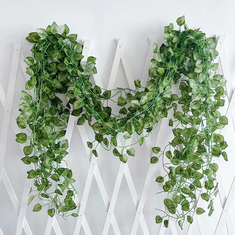 2.1m Artificial Plant Vine Green Ivy Leaf Garland Silk Wall Hanging Vine Home Garden Decoration Wedding Party DIY Garland Leaves