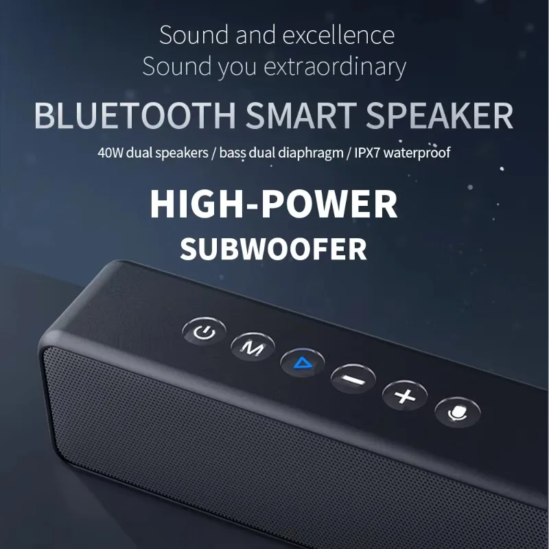 Latest 2024 model 40W Portable Wireless Blue-tooth Speaker IPX7 Waterproof 3D Stereo TWS Subwoofer With Mic Functio