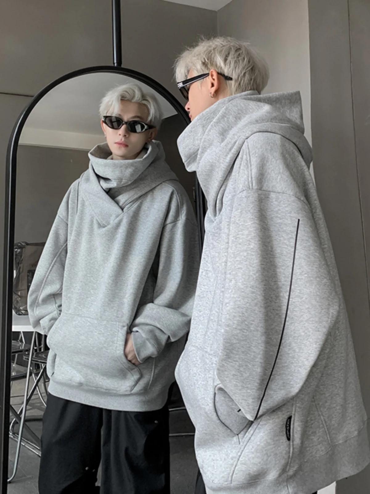 

Мужская функциональная толстовка с высоким воротником и защитой для лица, весенне-осенняя, модная, в стиле High Street, в стиле ниндзя, Anti-social Anxie