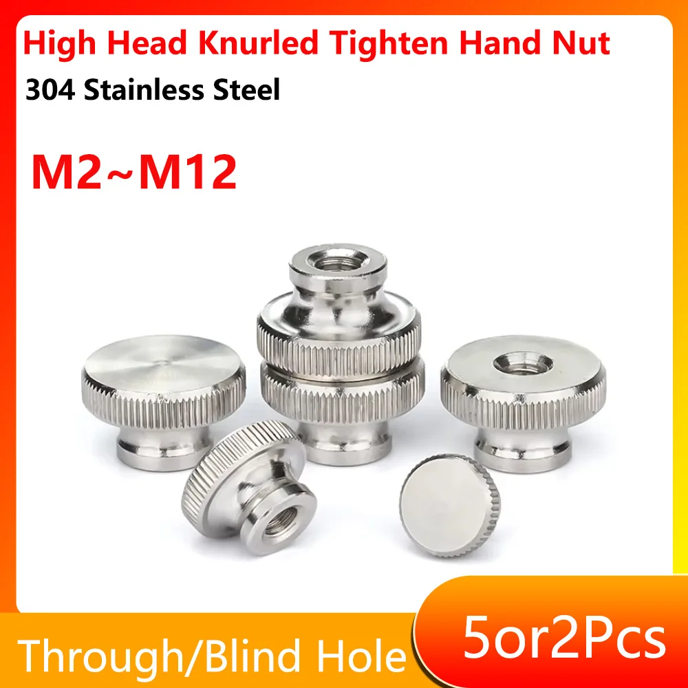 M2 M2.5 M3 M4 M5 M6 M8 M10 M12 304 Stainless Steel High Head Knurled Tighten Hand Nut Handle Thread Mechanical Thumb Manual Nuts