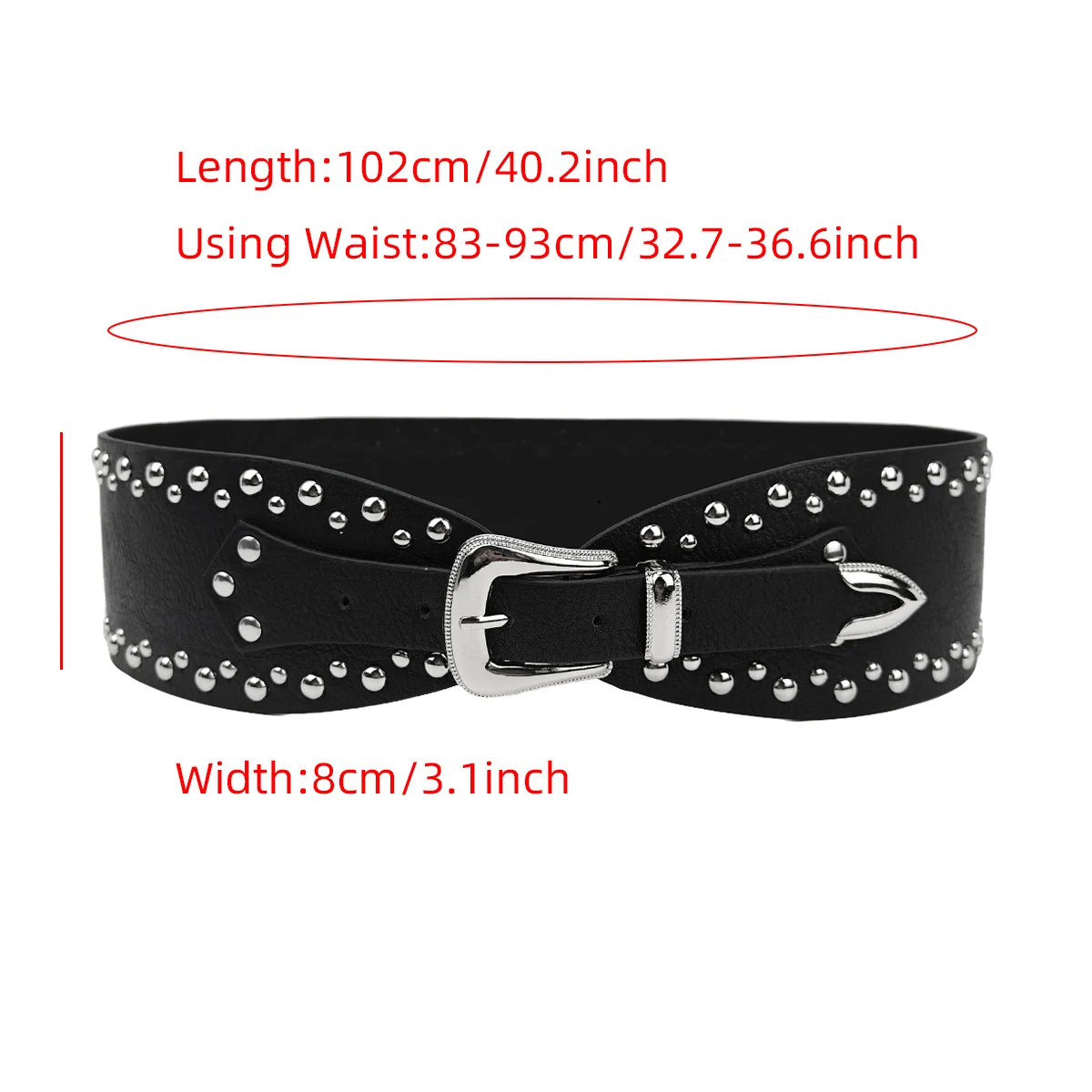 New Y2K riveted punk wide Belt for women Personality Spice Street fashion retro belt for women