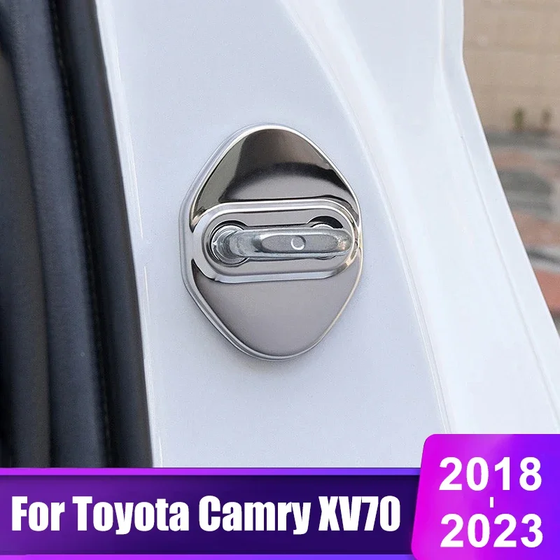 

For Toyota Camry 70 XV70 2018 2019 2020 2021 2022 2023 2024 Hybrid Car Door Lock Buckle Trim Cover Protect Rust Accessories