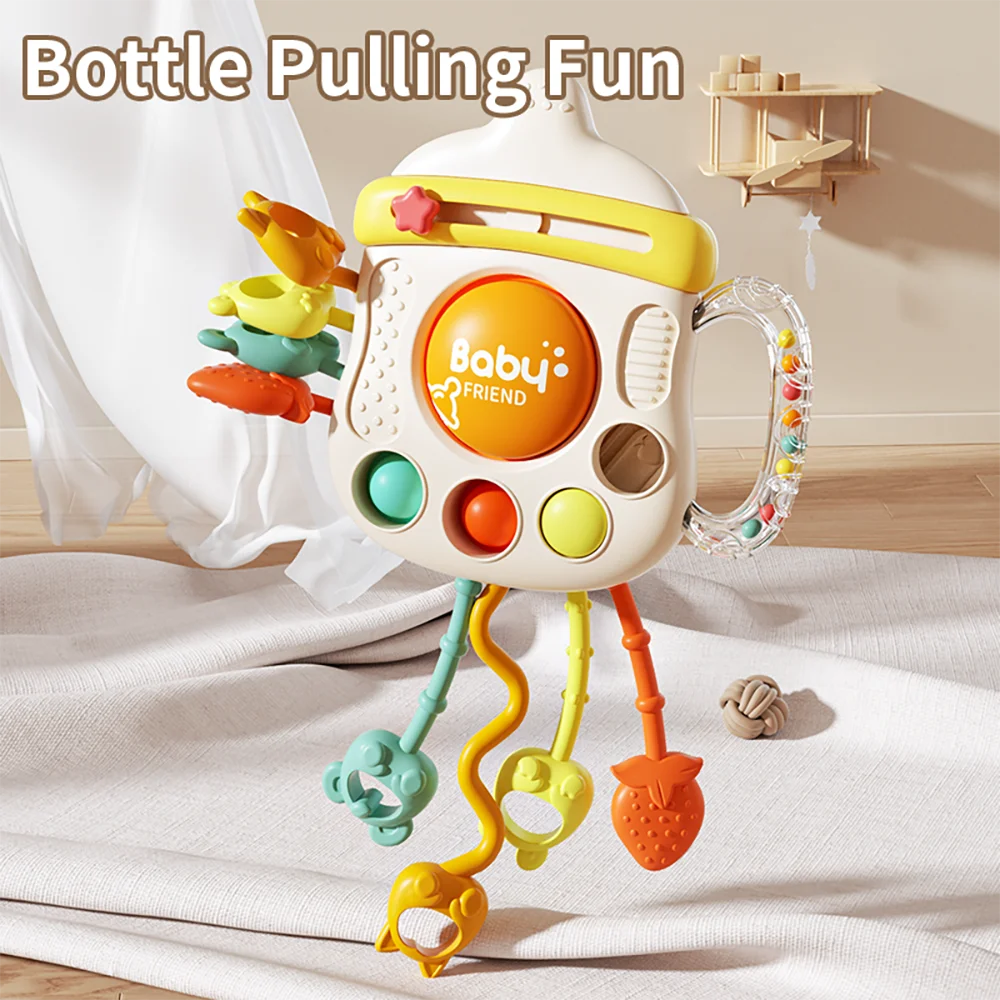 

Baby pull-along toy, biteable soft rubber material, for finger exercise, color random