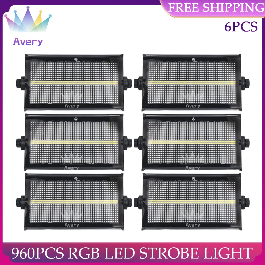 

No Tax 6Pcs 960Pcs RGB LED Strobe Light Indoor Stage DMX512 Flat Led Strobe Light Disco Club DJ Blinder Lighting Martin Atomic