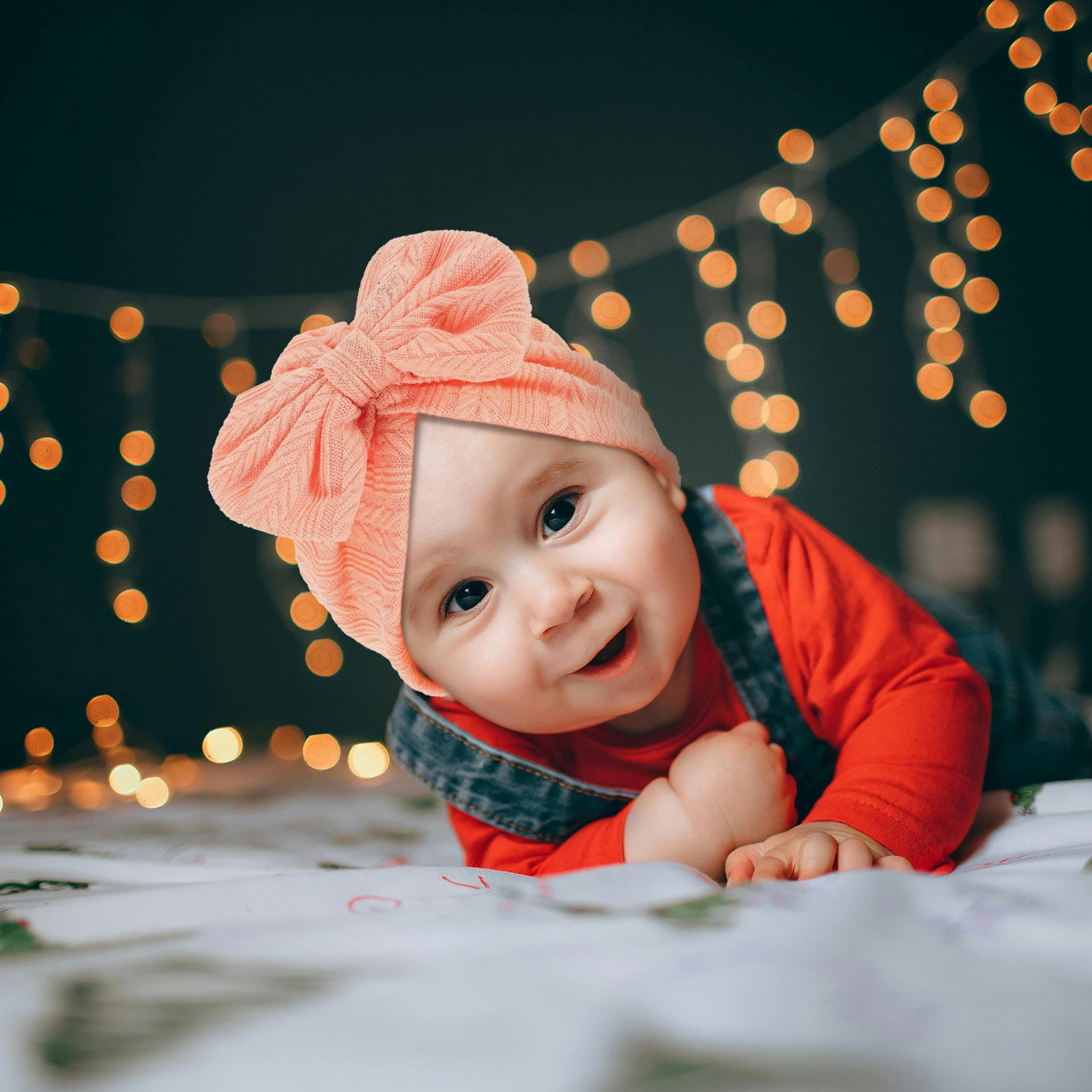 

Baby Turban Hat Newborn Pure Cotton Sweet Design Big Hair Bow For Infant Toddler Girls Watermelon Red Soft Comfortable Hospital