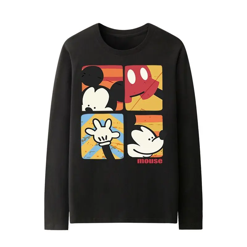 

봄가을티셔츠 women's t-shirts and polos Disney Mickey Mouse Long Sleeve T-shirt Fall New Couple Style Casual Loose Cartoon Tops Tee