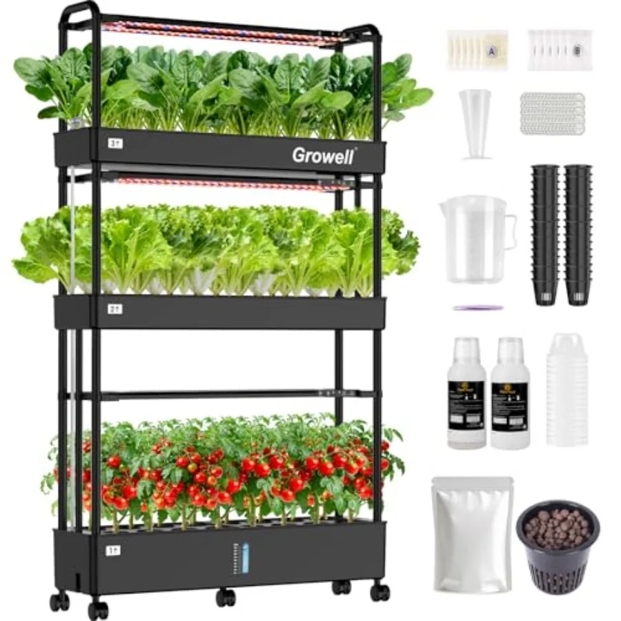 

Large Basket Hydroponics Growing System Kit, 48 Pods Vertical Hydroponic Garden with 2 Grow Light Modes, Auto Circulating Water