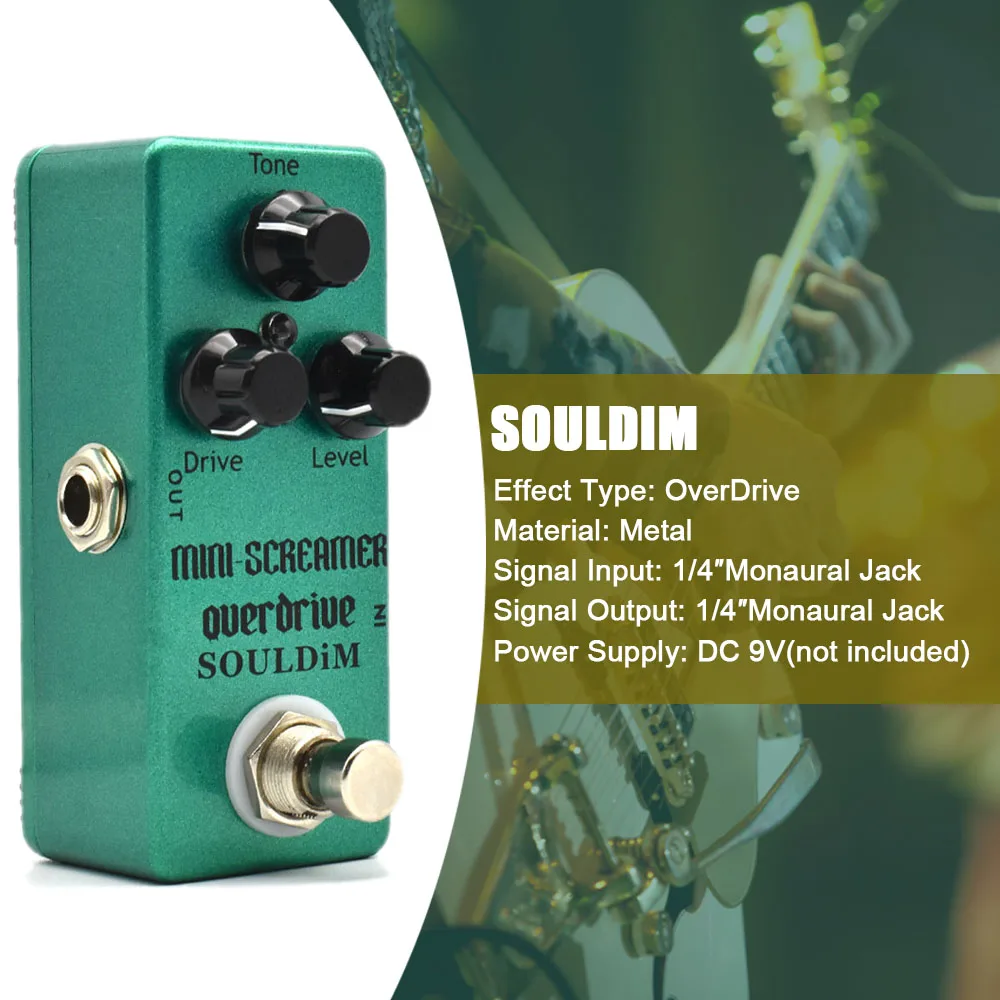 SoulDiM Overdrive Guitar Effect Pedal Mini Screamer Overdrive Electric Guitar Pedal True Bypass Guitar Parts Accessories