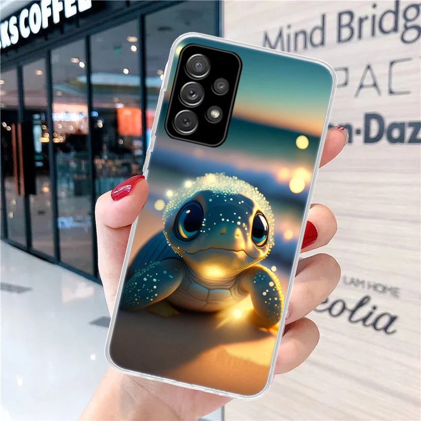 Cartoon Sea Turtle Tortoise Soft Phone Case for Samsung A55 A54 A53 A52 A15 A14 A13 A12 A25 A24 A23 A22 A35 A34 A33 A32 A03S A05