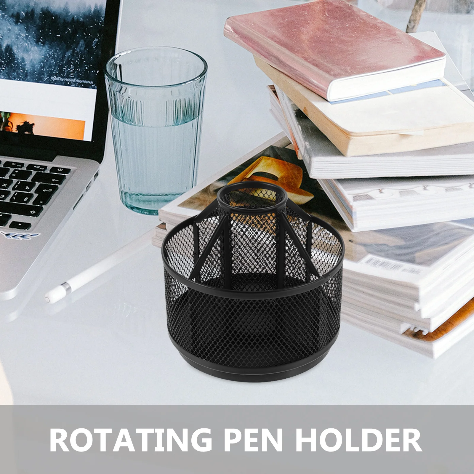 

Rotating Pen Holder Metal 360 Degree Turntable Design Large Capacity Desk Organizer for Office School Supplies Storage Pencil