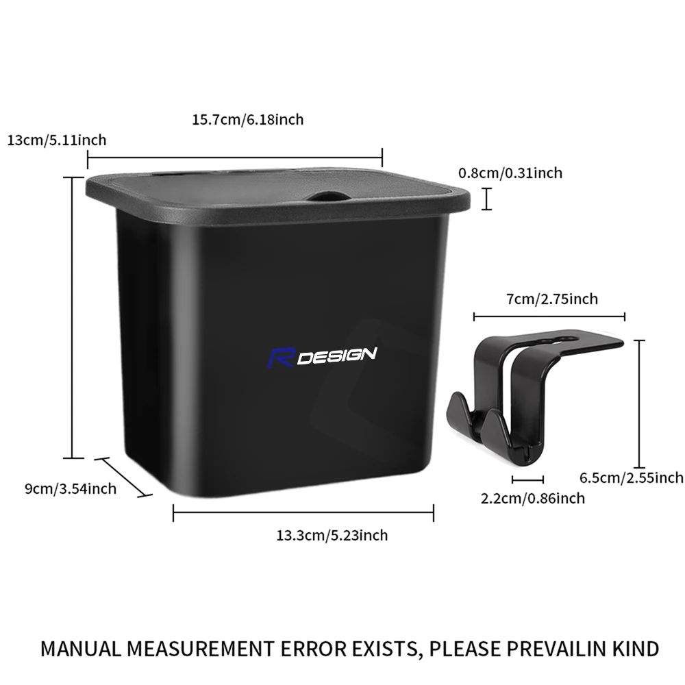 Car Trash Can Hanging Garbage Organizor Auto Badge Seat Back Storage Box For Volvo XC90 XC60 C30 T6 S60 C70 V40 V70 V60 S80 S40