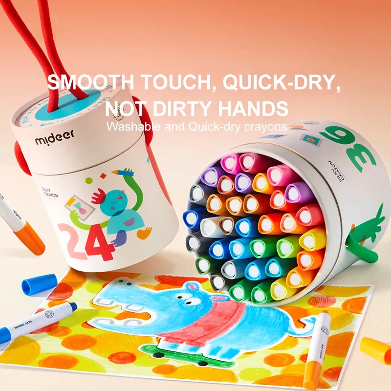 Mideer  Drawing toy for children Silky quick-drying crayons-colorful bucket 12 colors artist professional drawing personalize