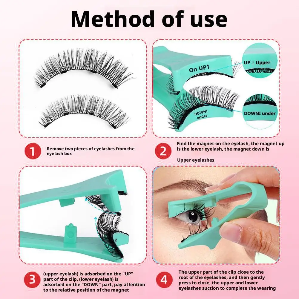 NEW Reusable Magnetic False Eyelashes With Magnetic Tweezers Natural Curly Fluffy Non Glue False Eyelashes Face Makeup Tool