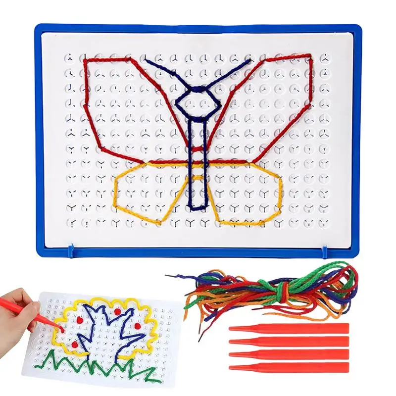 Thread Board for Kids Children Sensory Board Educational Toys Fine Motor Skill Toys Preschool Embroidery Toy for Kids