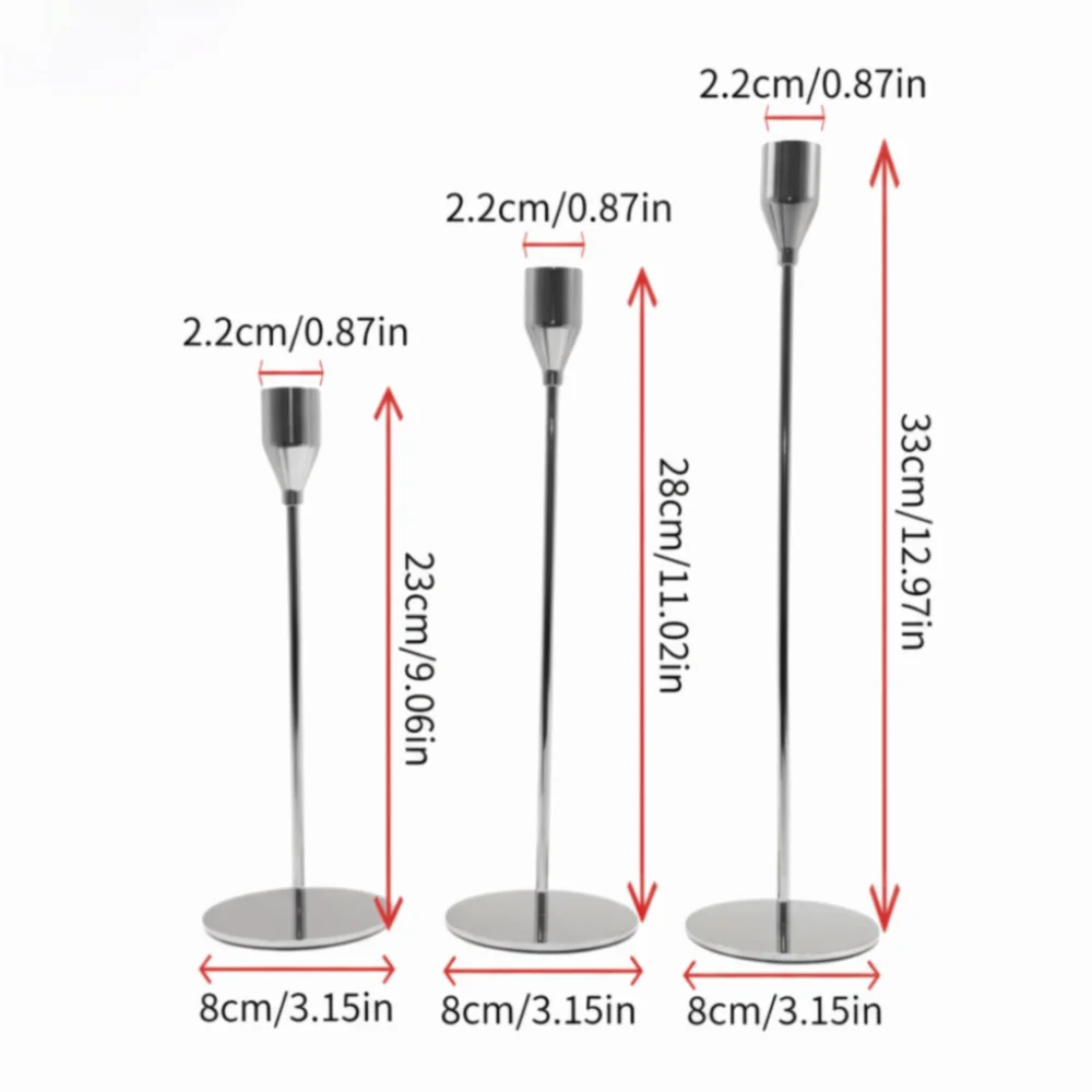 

Набор из 3 металлических подсвечников: винтажные, элегантные, для конических свечей, легко использовать, для свадебного декора