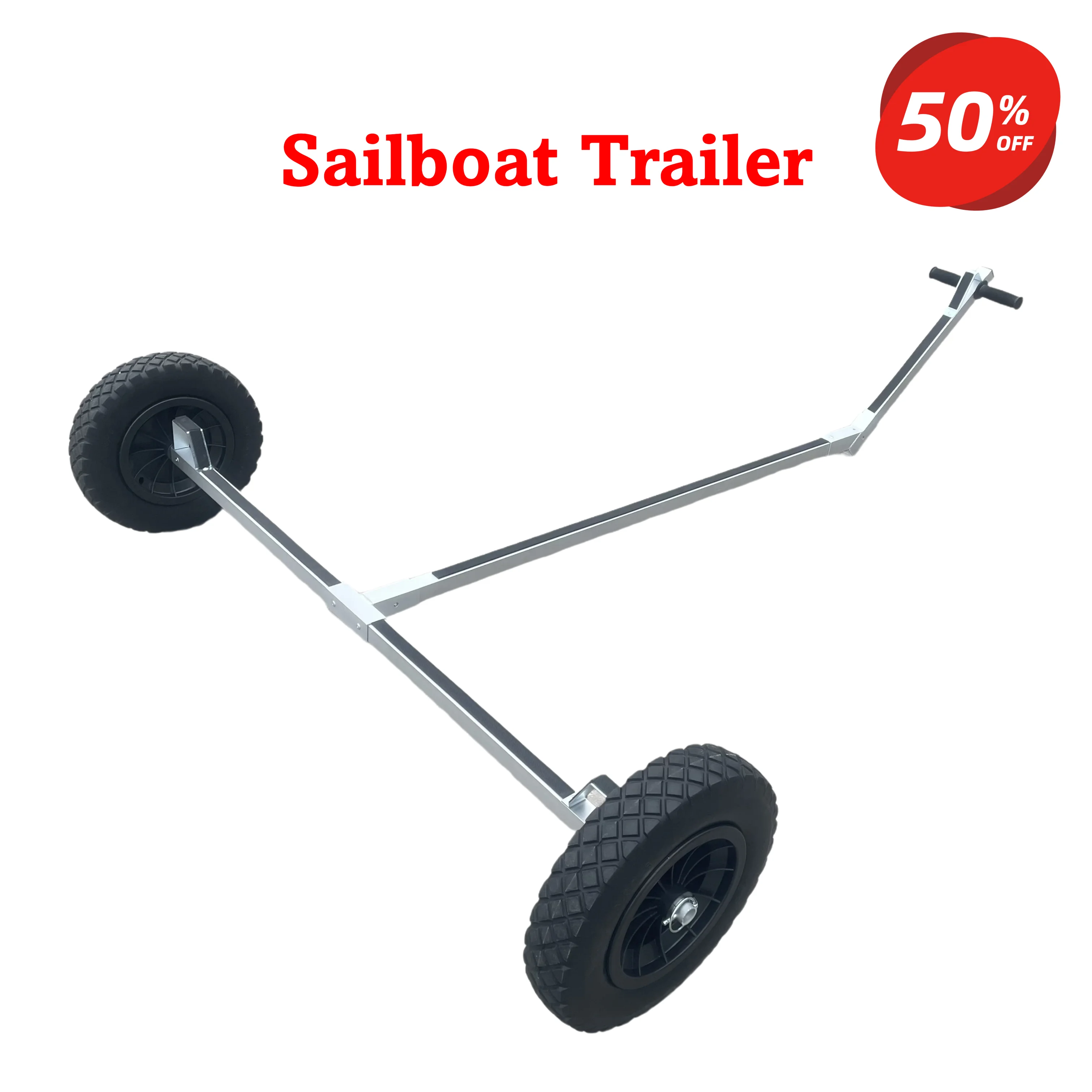 

Aluminum Sailboat Trolley with Heavy-Duty Tires, Portable Transport Cart for Sailboat Transportation