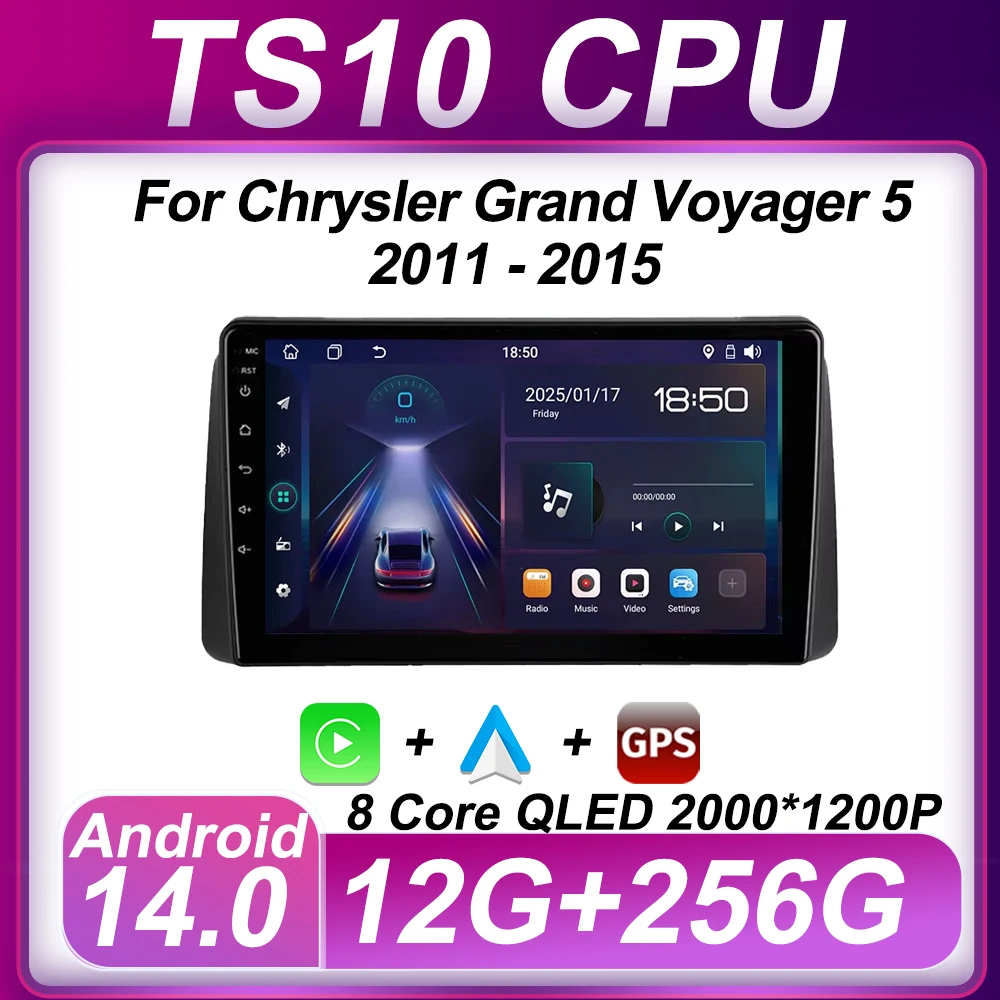 

Android 14 For Chrysler Grand Voyager 5 2011 - 2015 Car Multimedia Radio Player GPS Navigation Stereo Head Unit 5G Wifi 8 Core