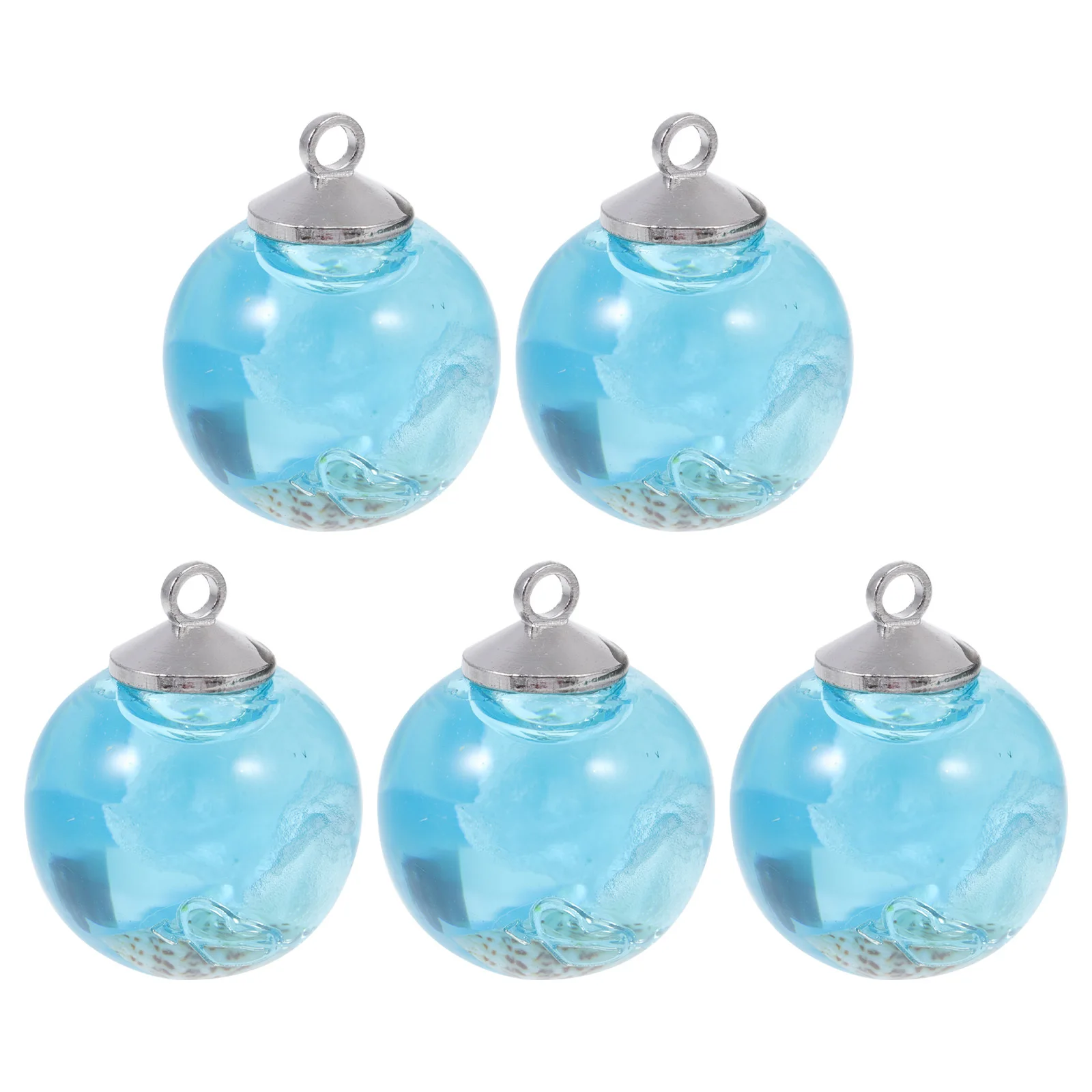 

5pcs Diy Jewelry Pendants Craft Making Lightweight Durable Glass Ball Conch Earring Accessories Decorative Bracelet Necklace