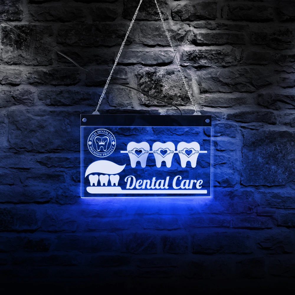 Dentist Dental Care LED Neon Sign Dental Hygienist Office Bedroom Living Room Lighting Decoration Acrylic Board Tooth Party Sign