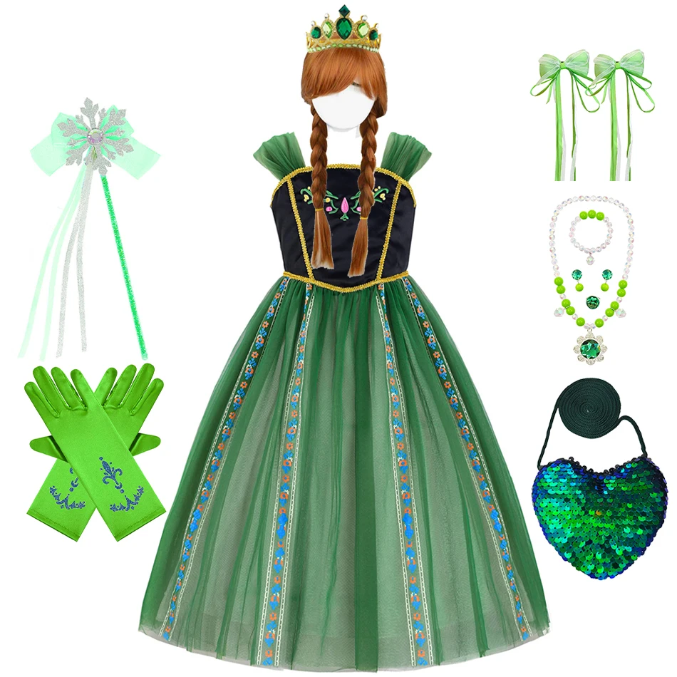 Anna Dress For Girls Purim Green Princess Costume Kids Classical Cartoon Role Play Halloween Party Outfits Soft Slim Fairy Sets - AliExpress 1501 Anna Dress For Girls Purim Green Princess Costume Kids Classical Cartoon Role Play Halloween Party Outfits Soft Slim Fairy Sets - AliExpress 1501