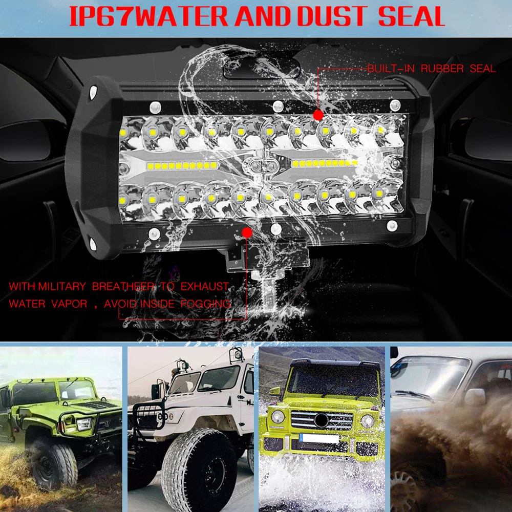 Car LED Light Bar Offroad 4x4 Spotlights Fog Lamp 12V 24V Diode Headlight Truck Farm Tractor Boat SUV ATV Light Bar/work Light