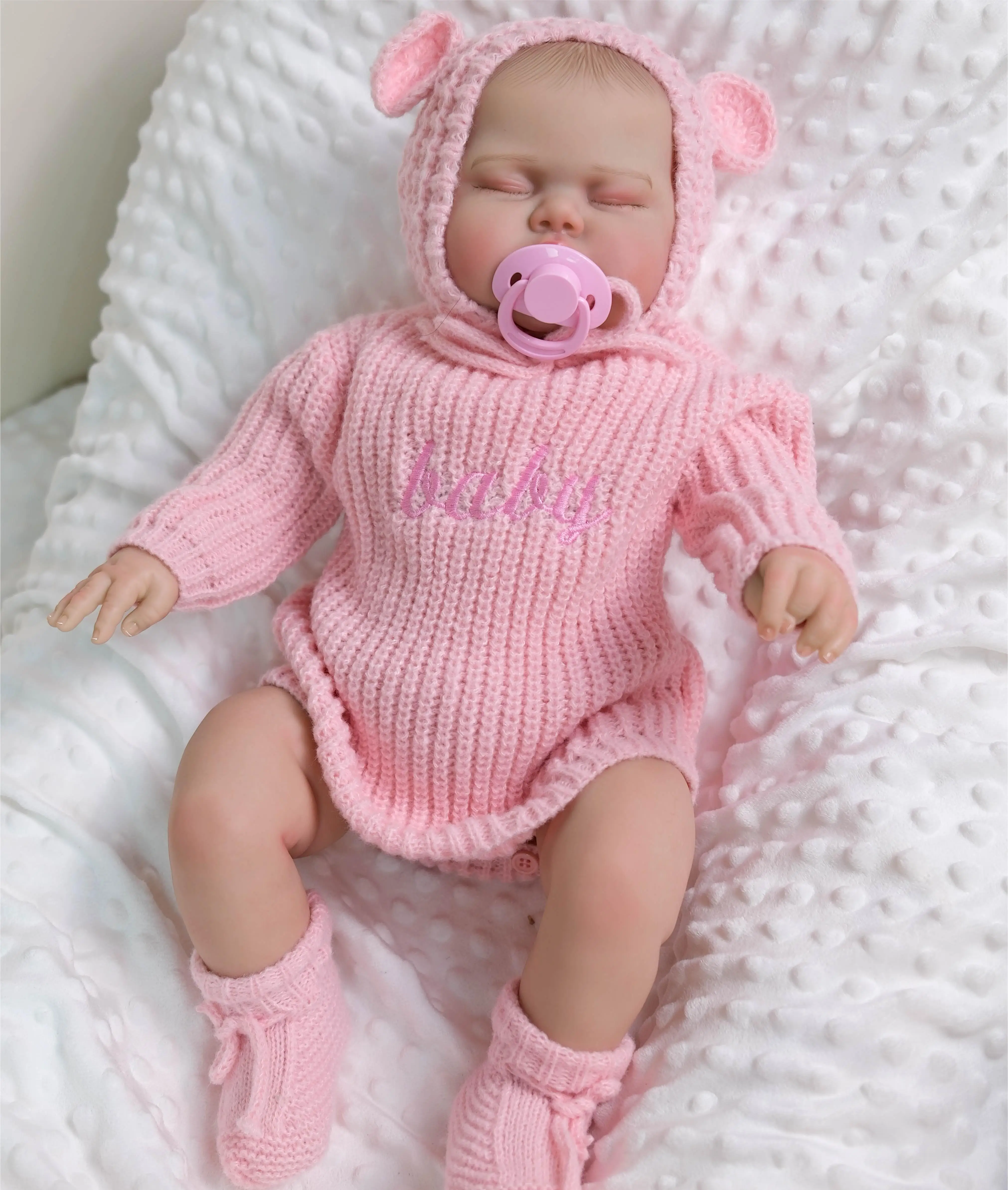 

NPK 19-дюймовая кукла реборн из мягкой ткани, реалистичное приятное тело для новорожденных с 3D рисунком кожи, несколько слоев, видимые вены