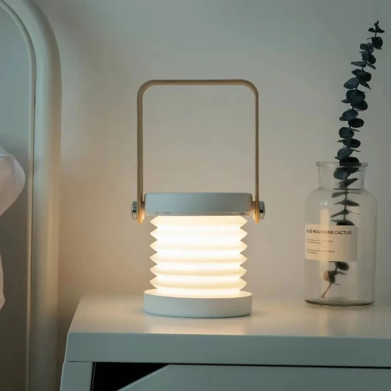 Modern Style Portable Charging Light Emitting Diode Desk Lamp ABS Touch Control Bedroom Night Light USB Charging Camping Light