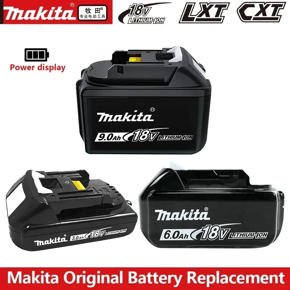 

NEW Makita 18V 9000mAh 15C Rechargeable Power Tools Battery With LED BL1830 BL1850 BL1860 Battery Charger Set With Working Light