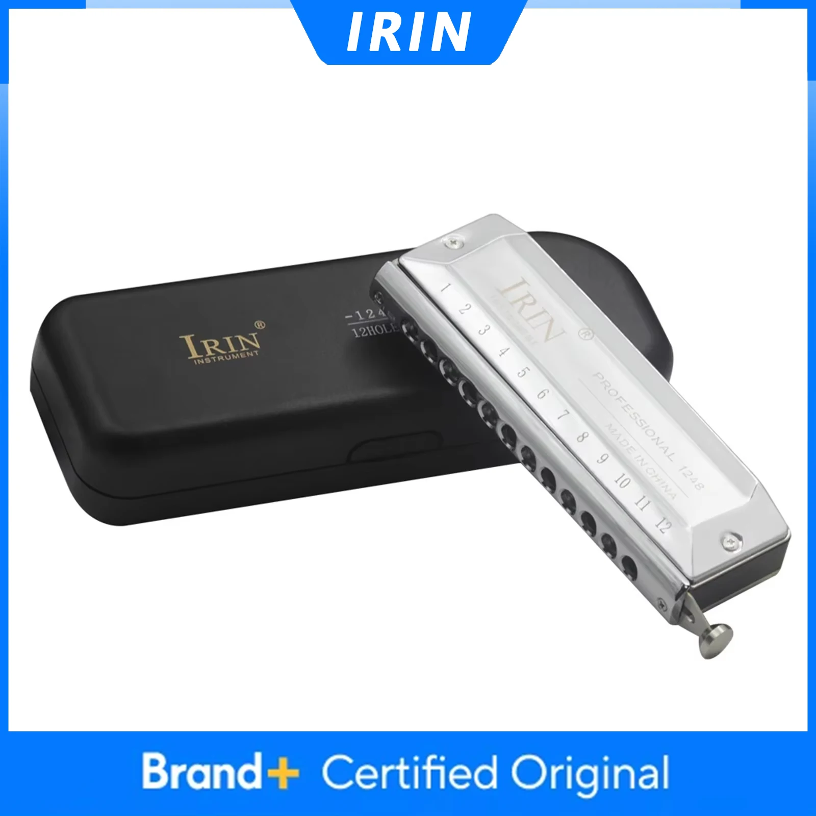 

Хроматическая гармоника IRIN, 12 отверстий, 48 тонов, серебристая гармоника из металлического сплава, профессиональные деревянные духовые инструменты для любителей музыки