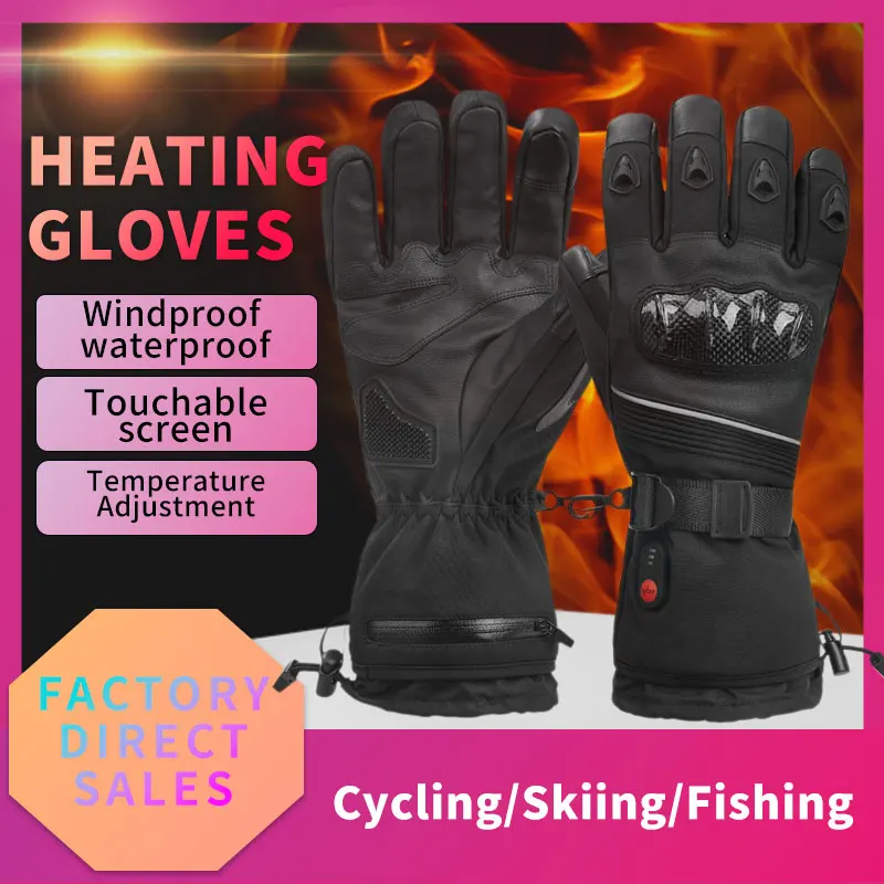 Multi Fnction Heating Adjust Warm Gloves Thermal Windproof Waterproof Anti-Slip Cycling Skiing Cross Country Touch Screen Glove