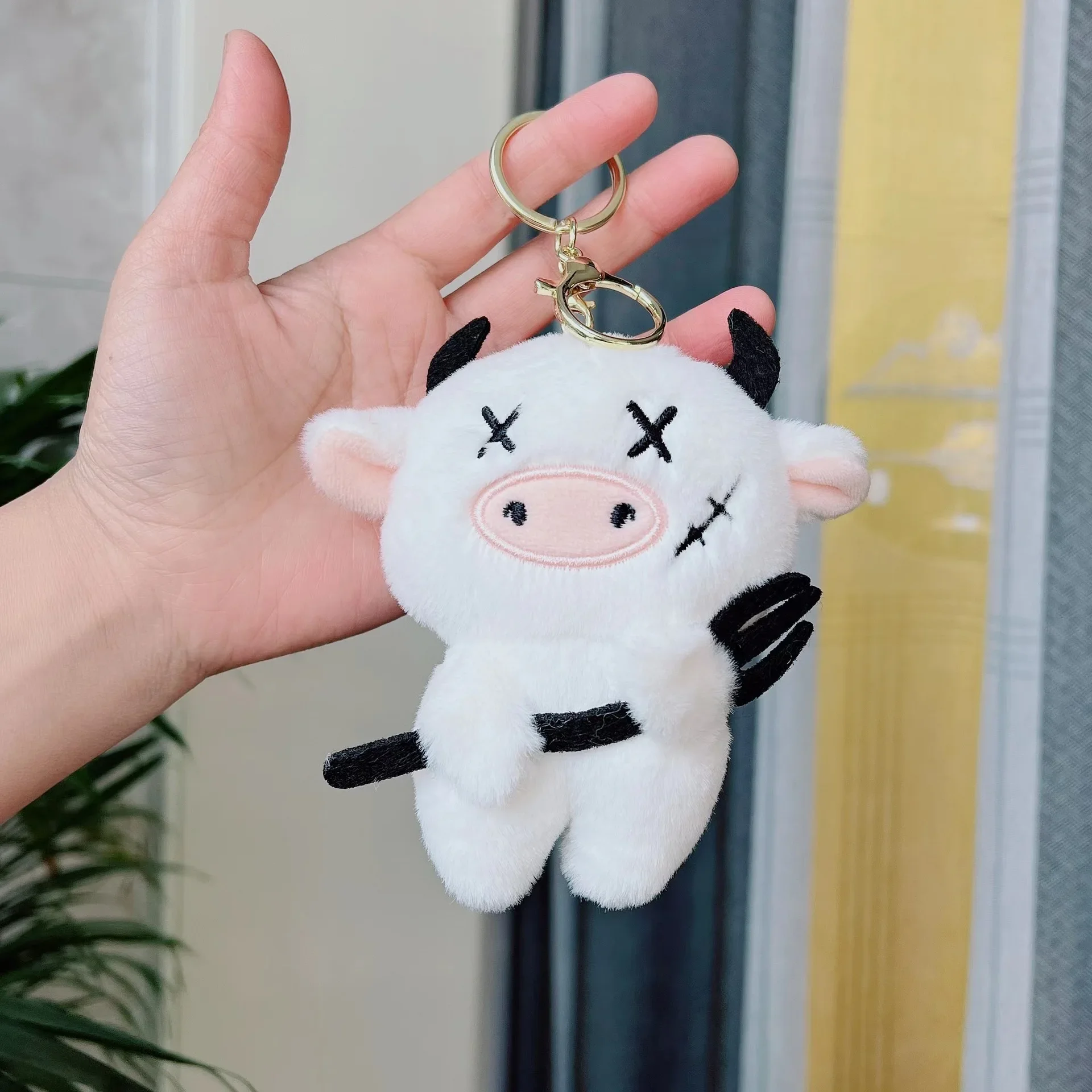 Porte-clés en Peluche de Vache, Beurre Amusant, Pendentif Fourchette de Taureau, Démon, Corne de Taureau, Doux, Beau Cadeau pour Ami