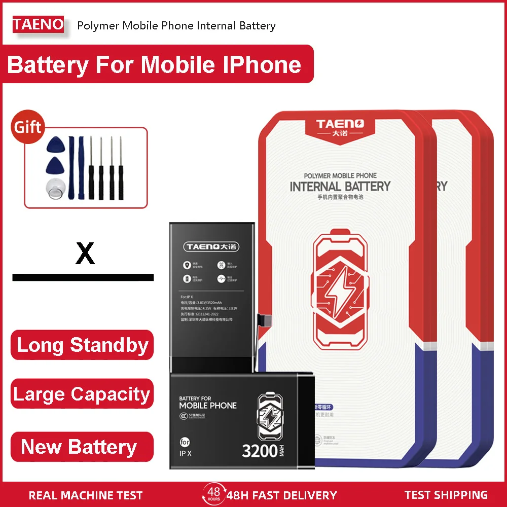 

TAENO Mobile Phone Battery for iPhone X 3200mAh Real-High-Capacity Replacement Lithium Polymer Batteries Bateria For iPhoneX