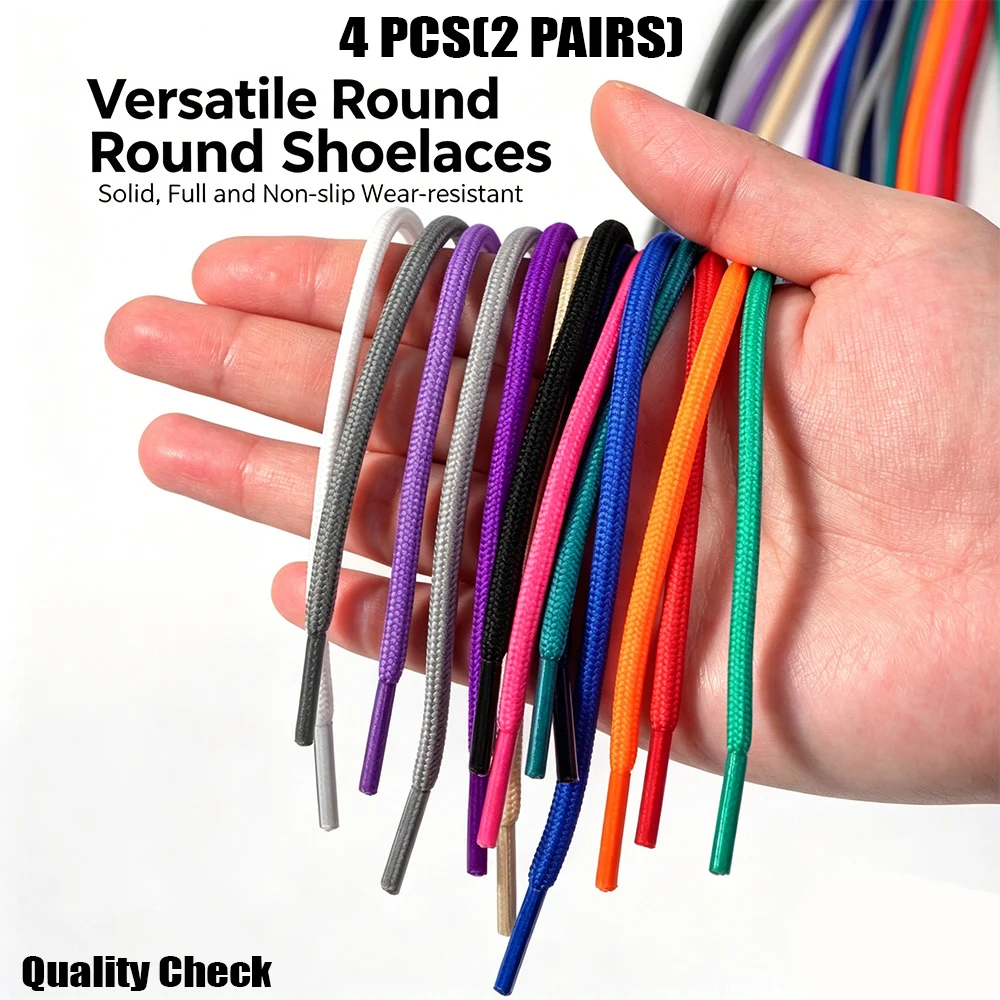 4 Piezas (2 Pares) de Cordones Redondos de 4mm para Zapatillas Yeezy, Cordones Deportivos Antideslizantes y Duraderos, 80-160cm, Colores Sólidos, Repuesto