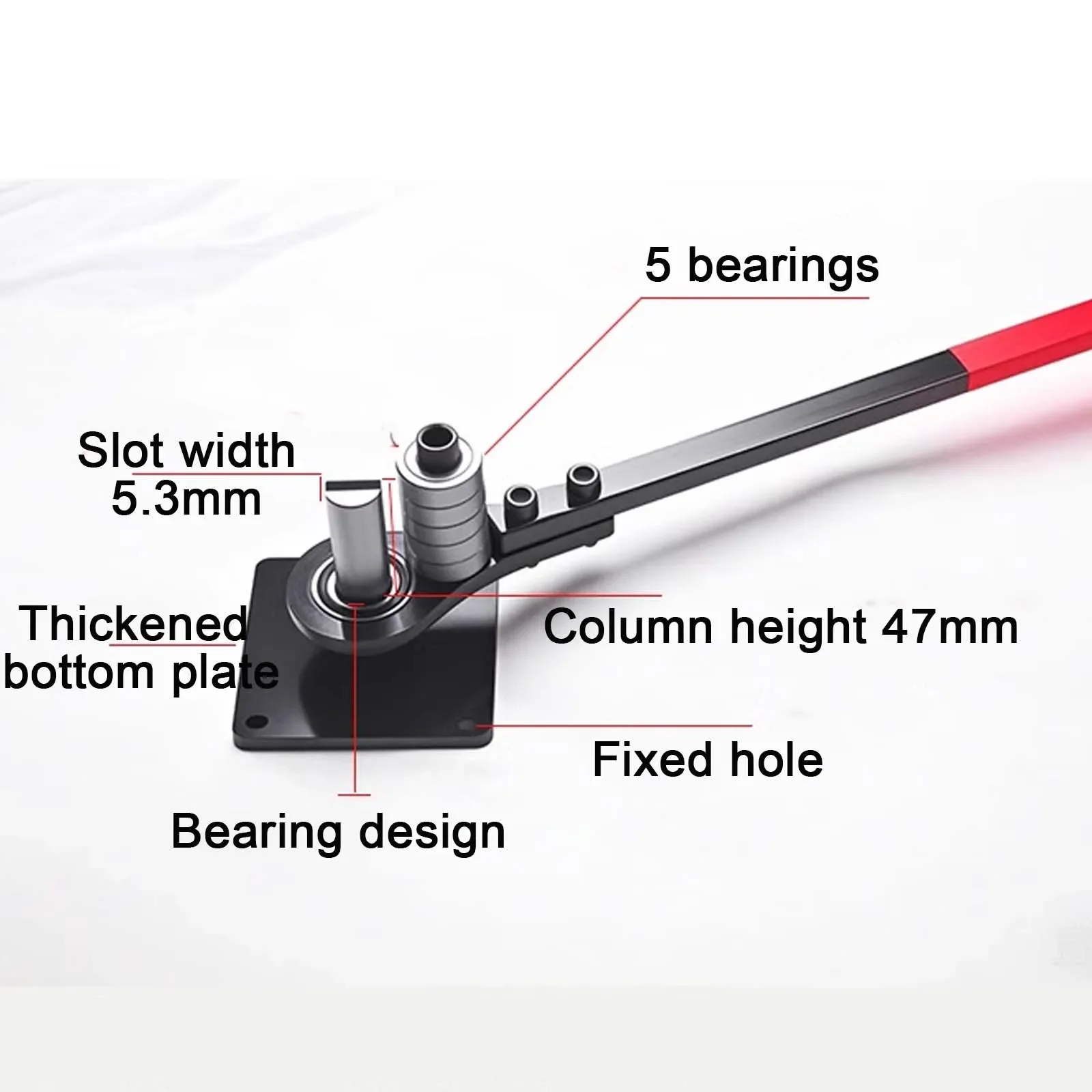 Manual Wire Bender Tool for 1-5mm/1-8mm Steel/Iron/Copper/Aluminium - Bearing-Type Right Angle Bender with Thickened Base