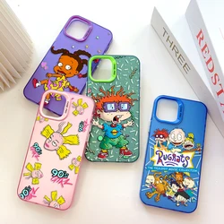 Cartoon Funny Cute R-Rugrats Phone Case for IPhone 13 12 11 15 14 Pro Max Plus Creative Border Silver Plated Hard TPU Cover