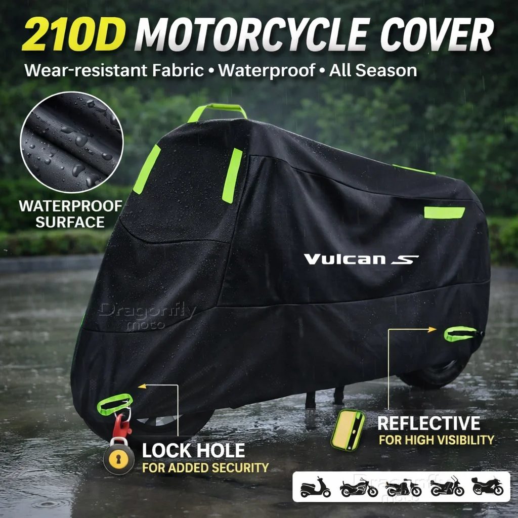 

For Kawasaki VUICAN-S 650 2015-2018 Logo Vuican-s Motorcycle Cover Waterproof Outdoor Scooter UV Protector Rain Cover