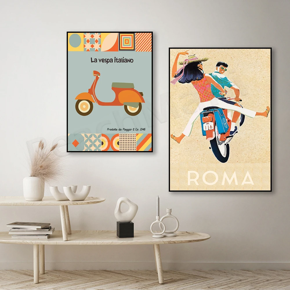 

Vespa, kitchen poster, mid century print, 1960s bohemian minimalism, vintage pop art print, vintage poster, housewarming gift