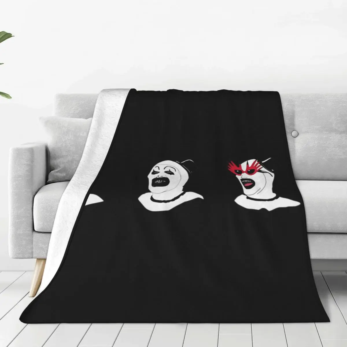 The Terrifier Art The Clown Blanket Warm Soft Aesthetic Plush Throw Blanket For Couch Bed Picnic Flannel Bedspread Bed Cover