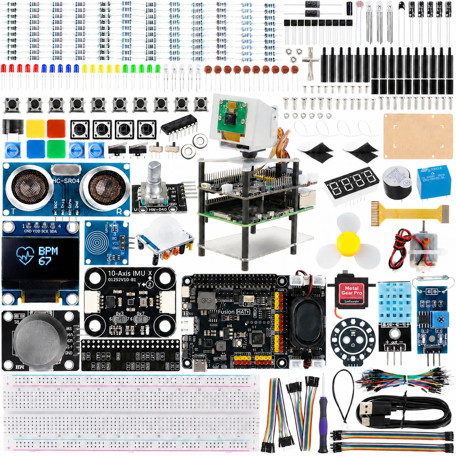 Kit de Laboratorio de IA SunFounder Fusion para Raspberry Pi 5/4/3B+/Zero 2w, LLMs ChatGPT/Gemini/Grok, YOLO&OpenCV & MediaPipe, Python