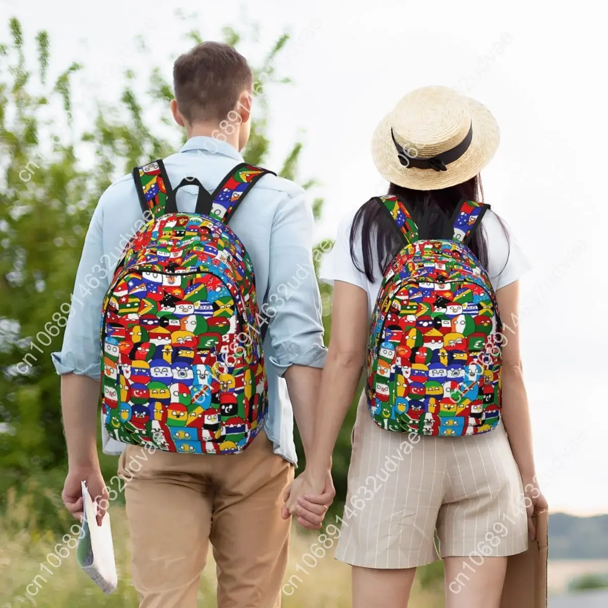 Tas Ransel Kartun Countryball Tas Buku Sekolah Tas Kanvas Negara-Negara Dunia Tas Taman Kanak-Kanak Prasekolah