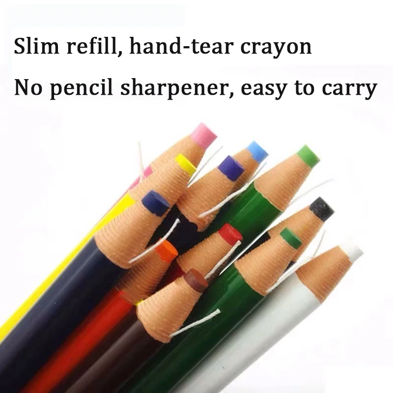 12Pcs Uni Oil-based Crayons Pencils Soft Colored Pencils Hand Tear Roll Paper Crayon For Marker Leather Glass Pen Metal Industry