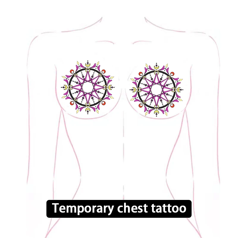 ملصقات وشم مؤقتة يمكن التخلص منها على تصميم الشمس والقمر والنجوم، تتوهج في الظلام، مقاومة للماء والعرق.