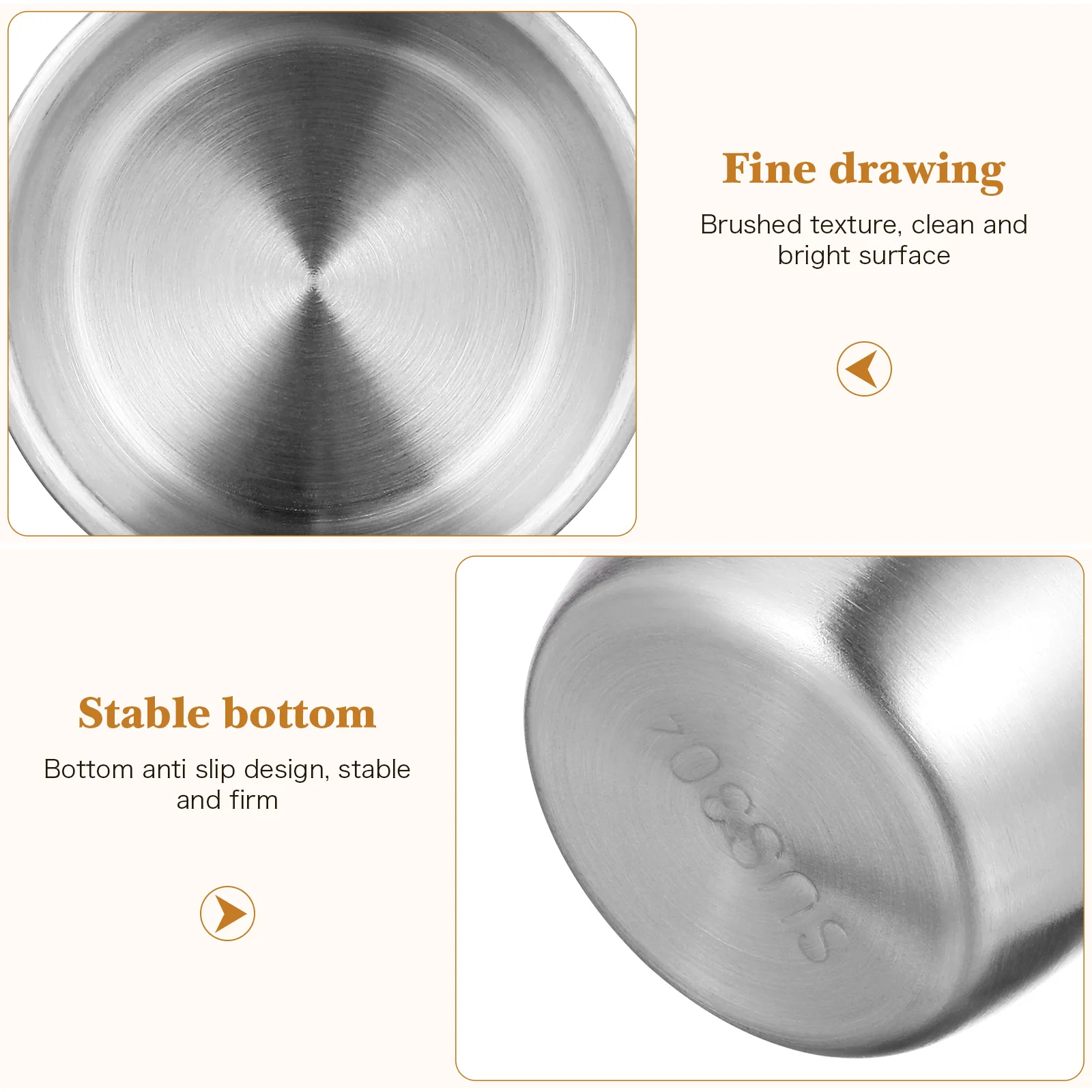 6 PCS Stainless Steel Sauce Cups Multi Use Dipping Bowls Perfect for Ketchup Mayonnaise Butter Tartar Sauce Catering BBQ Picnic