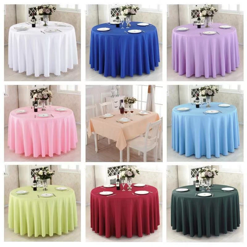 Mantel blanco liso, rectangular y redondo, para banquetes de hotel y bodas, al por mayor